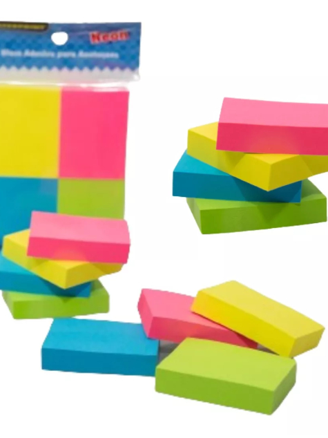 kit c/ 05 bloco adesivo de nota Neon, 400 folhas - Imagem 3