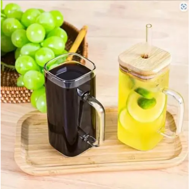 Caneca Corpo e Canudo de Vidro Borossilicato com Tampa de Bambu e Vedação 400ml - Wolff - Imagem 7