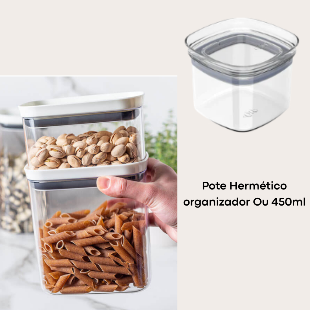 Pote Hermético Organizador para Alimentos com Anel de Vedação Empilhável - 450 ML - Imagem 2