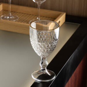 Taça de Água Coração com Fio de Ouro 320ml – Vidro Lyor | Elegância e Sofisticação para Sua Mesa