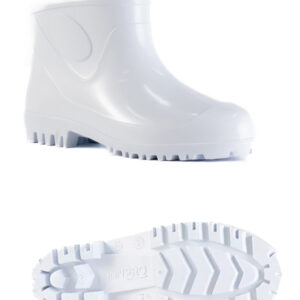 Bota Galocha de PVC Impermeável Antiderrapante Cano Curto Branca para Motoboy, Pesca, Construção e Limpeza Profissional