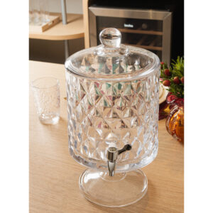 Suqueira de Cristal 4,5L com Pé, Tampa e Torneira Bold Diamond Lyor Qualidade Premium e Elegante