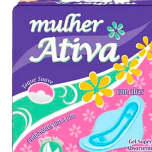 KIT 3 PCT -  ABSORVENTES MULHER ATIVA  C/ ABAS - HIPOALERGÊNICO E NEUTRALIZA ODORES