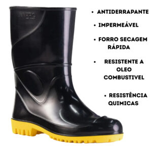 Bota Galocha PVC Cano Médio Impermeavel Açougue Cozinha Restaurantes Hotel Industrial Abatedouros Motociclista  Pescaria