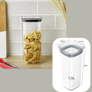 Pote Hermético de 1,5 Litros Organizador de Alimentos Empilhável com Vedação para Cozinha