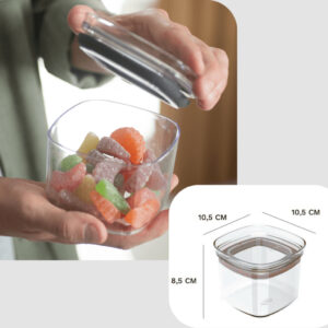 Pote Hermético Organizador para Alimentos com Anel de Vedação Empilhável - 450 ML