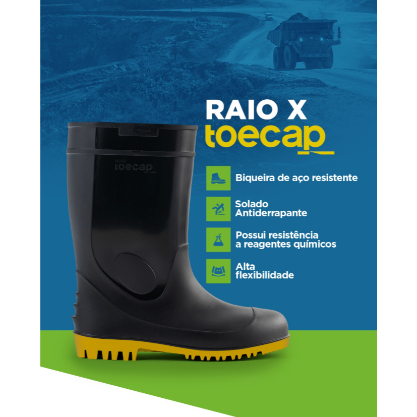 Bota Galocha PVC Bico e Palmilha de Aço Impermeável/Antiderrapente Trabalho Domestico e Profissional - Imagem 6