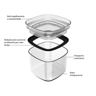 Pote Hermético Organizador para Alimentos com Anel de Vedação Empilhável - 450 ML - Imagem 4